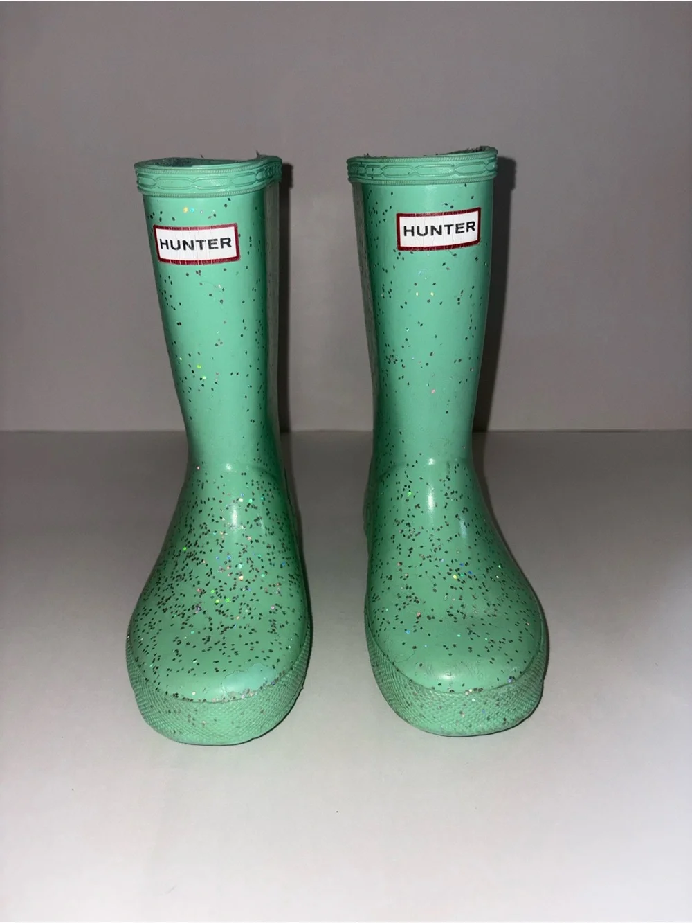 Hunter Kids Mint Green Glitter Rain Boots